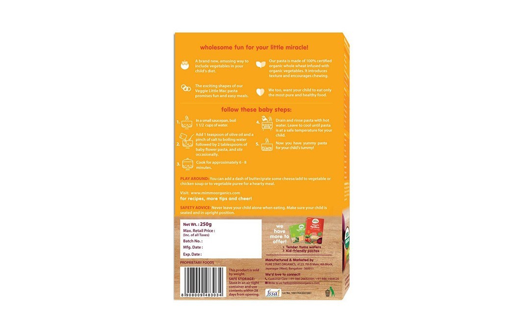 Mimmo Organics Veggi Little Mac Organic Wholesome Pasta Beetroot Carrot Spinach   Pack  250 grams